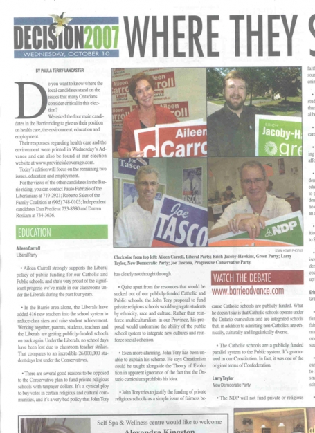<b>Where They Stand: the Candidates Speak Out — The Barrie Advance</b> image