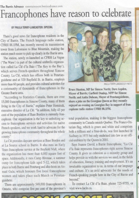 <b>Francophone Issues &mdash; The Barrie Advance</b>
