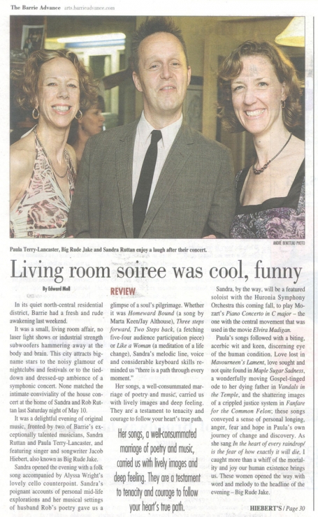 <b>Paula&rsquo;s Concert Review &mdash; The Barrie Advance</b>